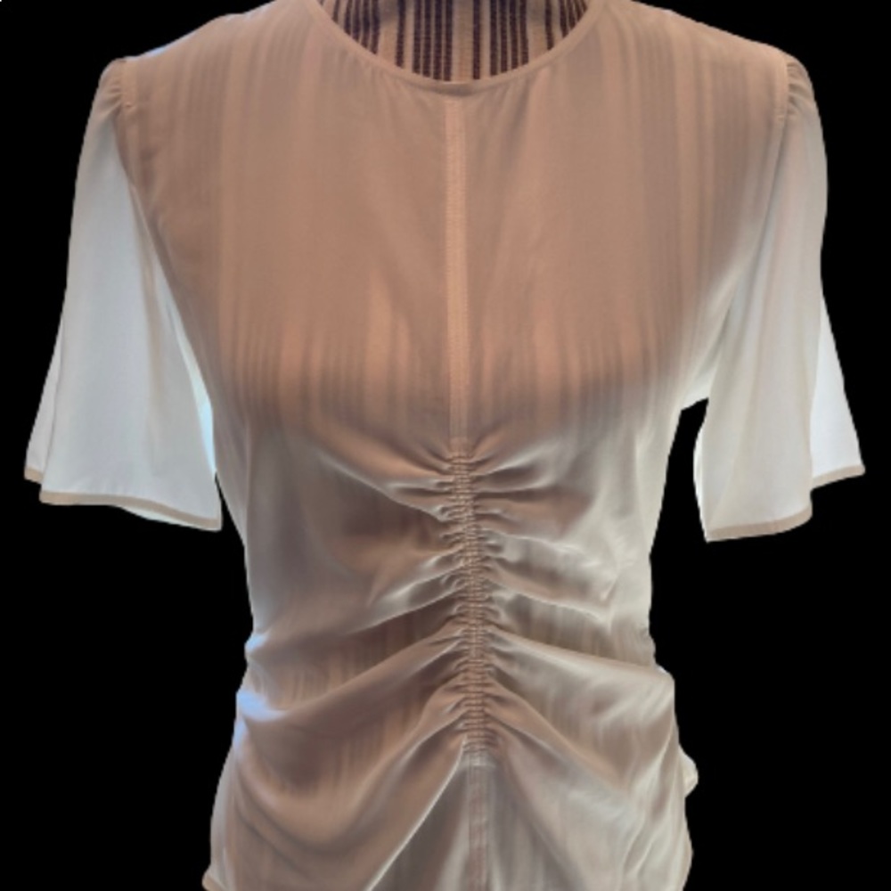 Rag & Bone Runched Ruffle Off White Blouse size 6 - Picture 9 of 16